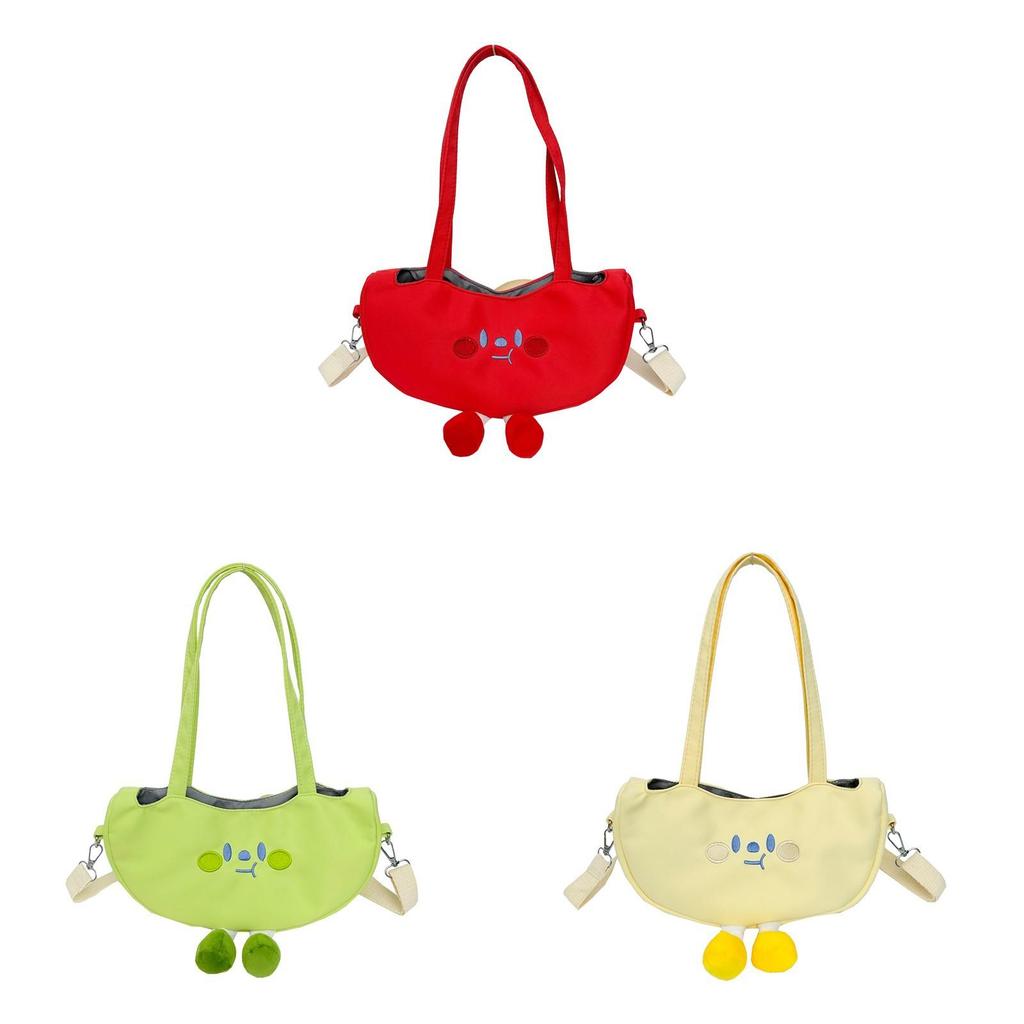 Soft Girl Canvas Crossbody Bag With Embroidered Design And Inner Pocket For Students