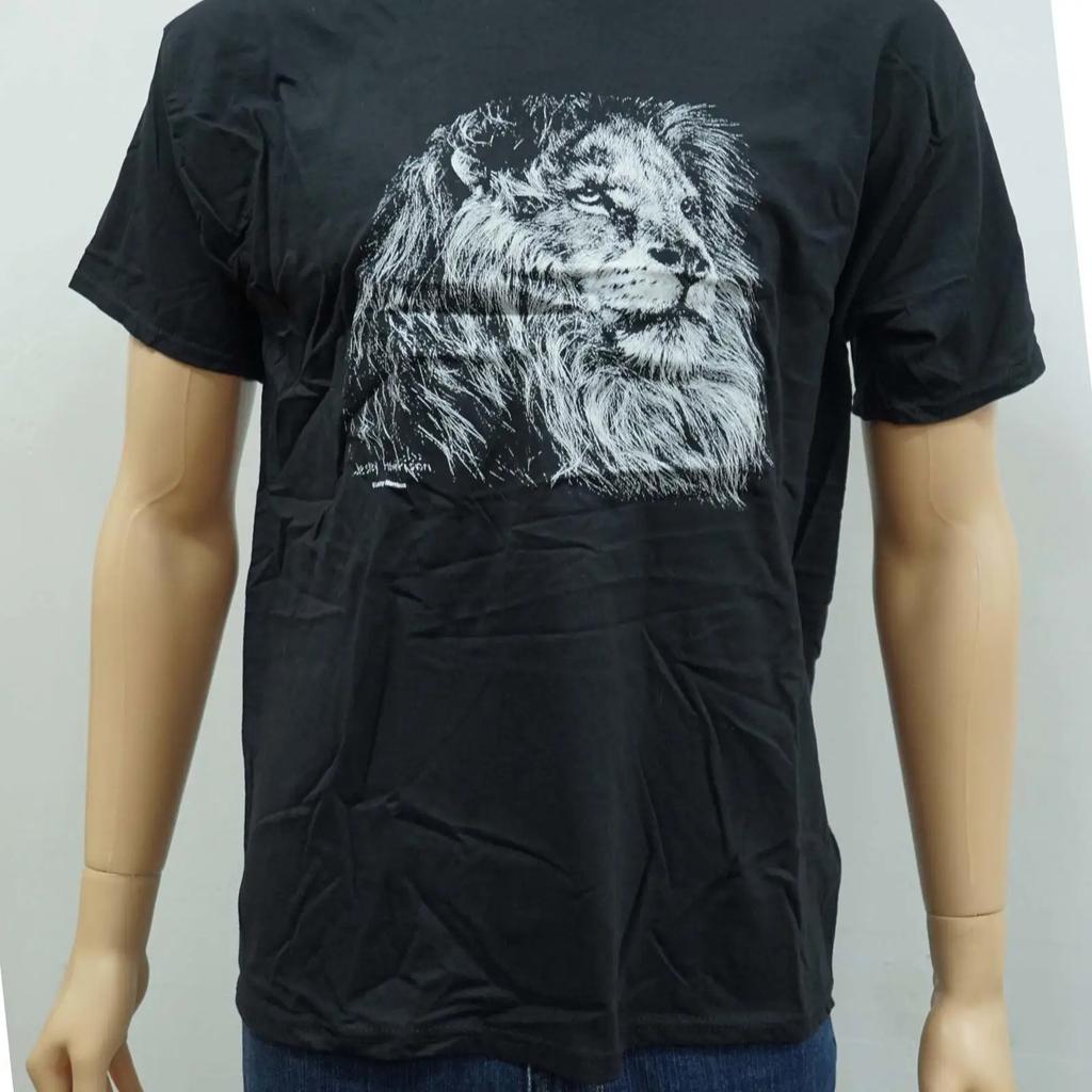 Black T Shirt Lion Head Vintage Washed Soft Streetwear Breathable Versatile Slightly Graphic Fashion Homme