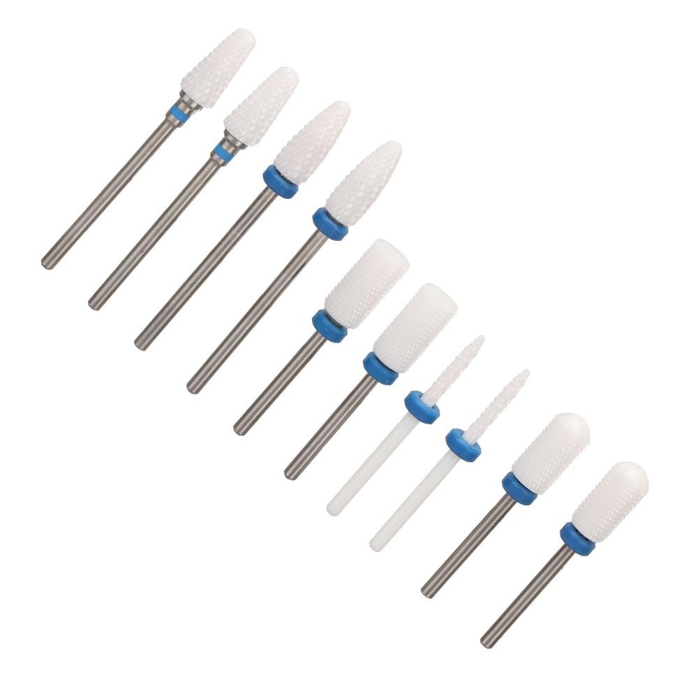 10pcs Ceramic Ceramic Nail Drill Bit Set  Nail Surface Polishing And Shaping