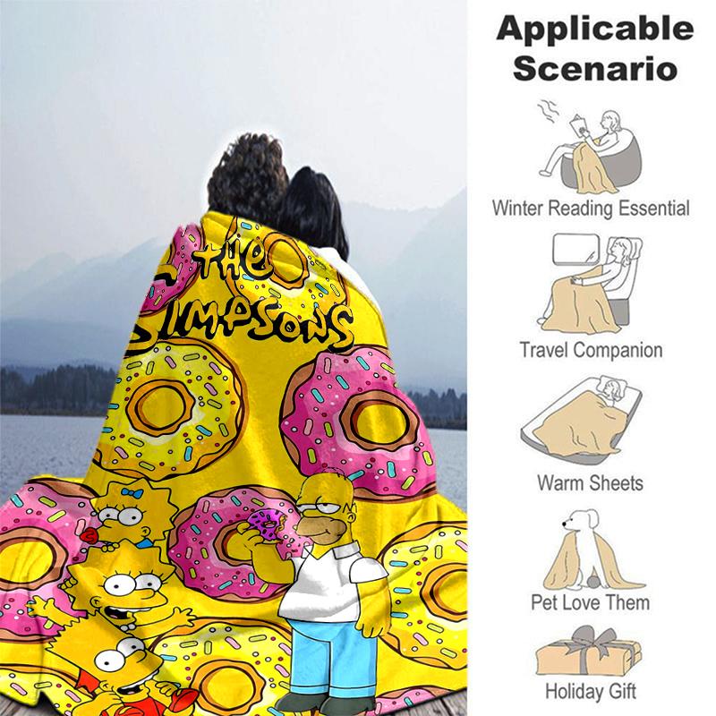 1Pc Simpsons Doughnut Adventure Blanket Soft And Comfortable Casual Warm Camping Travel Christmas Halloween Gift M921858