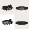 Cintura in Pelle Punk con Teschio e Fibbia Metallica per Uomo Giovane Streetwear Casual