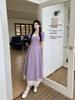 Plus Size Square Neck Elegant Tea Dress, Waist-Cinched, Summer Slimming Long Skirt