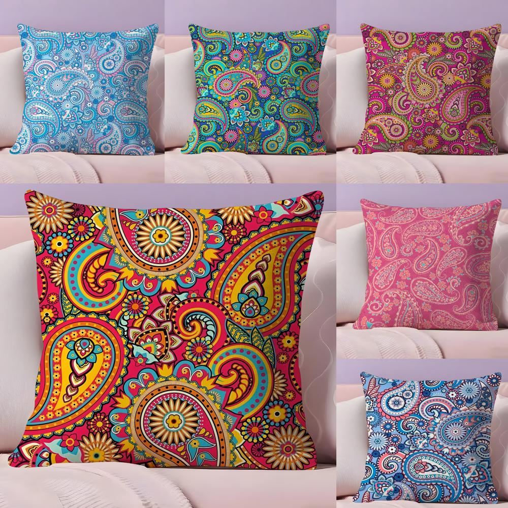Painted Design PPaisleyS ART Cushion Cover Short Plush Doublesided Print Square Throw Pillow Covers Sofa Home Cushion Decor