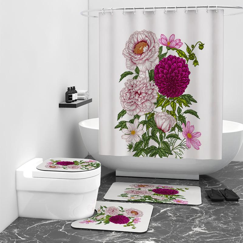 

Расписанная вручную цветочная цифровая печать занавеска для душа для ванной водонепроницаемая W120cm*L180cm