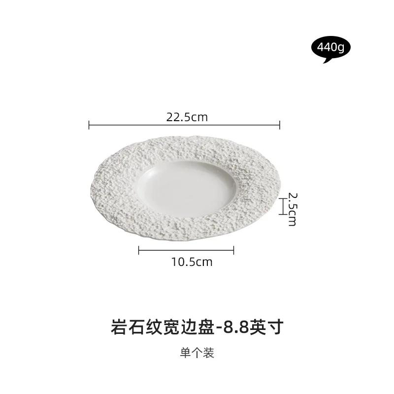 

узор керамическая овощная тарелка высокая чувственность светлая роскошная белая западная гостиничная ресторанная тарелка для стейков паста плоская No specification