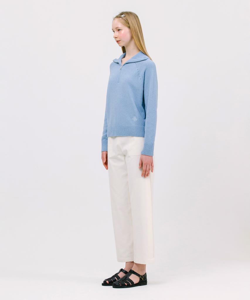 JUN BY JUN K Jk Boucle Half Zip Knit_Sky Blue