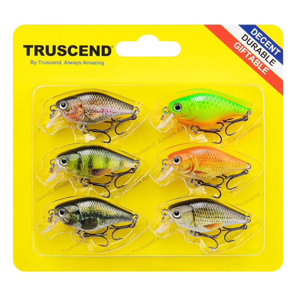 TRUSCEND Crankbait Fishing Lures Hard Swimbaits for Fishing Freshwater and Saltwater Bass, Trout, Crappie, Walleye, Crankbaits, Plugs,