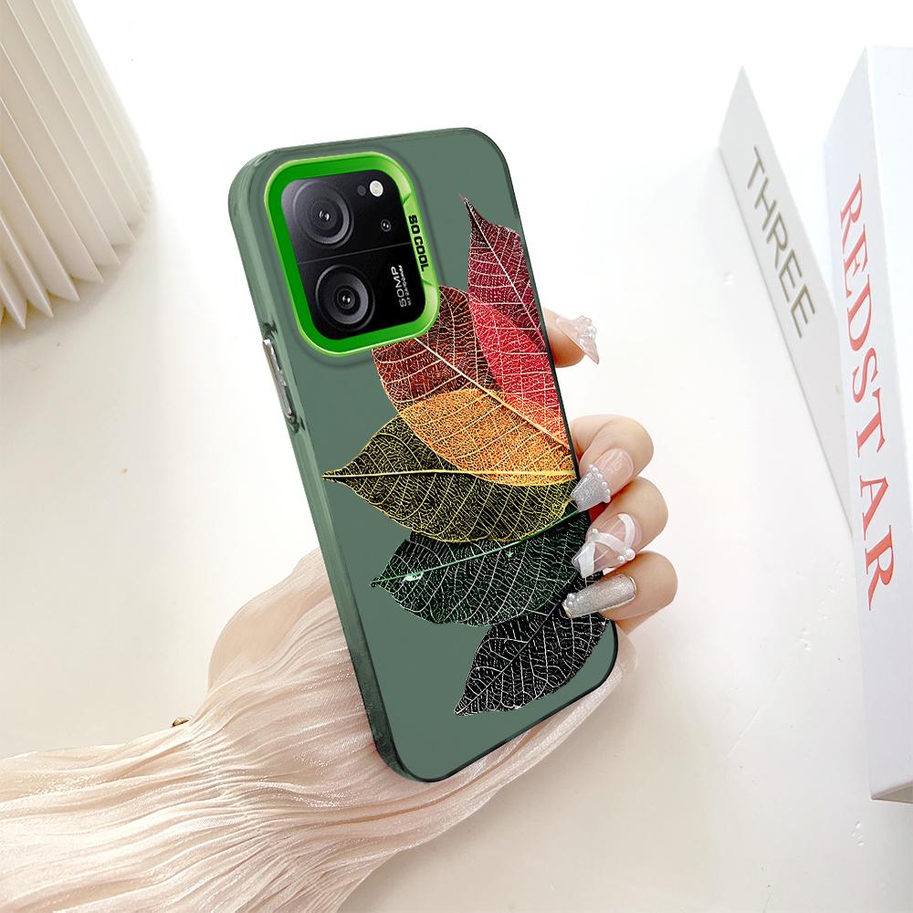 

Окрашенный узор, цветной серебристый, двухсторонний, жесткий, противоударный чехол для телефона Xiaomi Redmi Poco Xiaomi Poco F4 зелёный