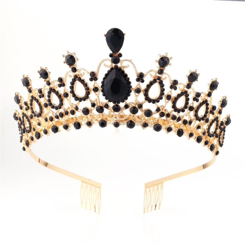 Baroque Style Elegant Full Diamond Crown Woman Princess Tiaras for Prom Party Fashion Bridal Tiaras with Fixing Comb