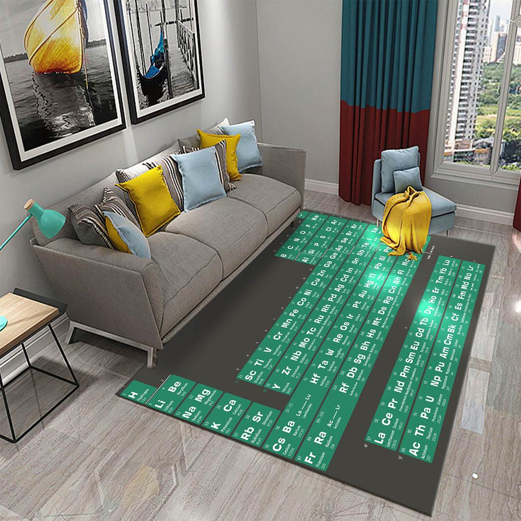 3D Periodic Table of Elements Carpet for Living Room Students Bedroom Area Rug Non-slip Floor Rug Mat Educational Mat Home Decor