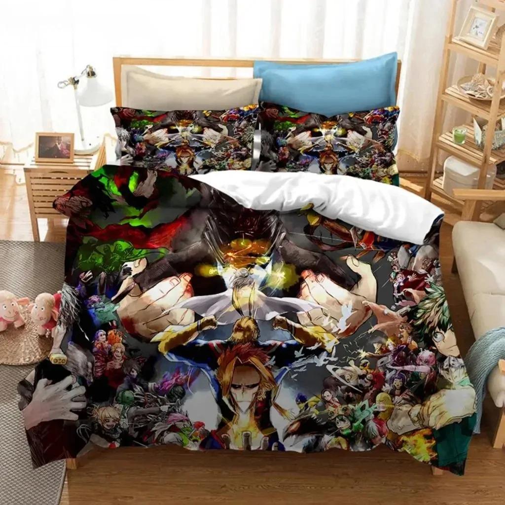 Anime My Hero Academia Bedding Set Boys Girls Twin Queen Size Duvet Cover Pillowcase Bed Boys Adult Fashion Home Textileextile