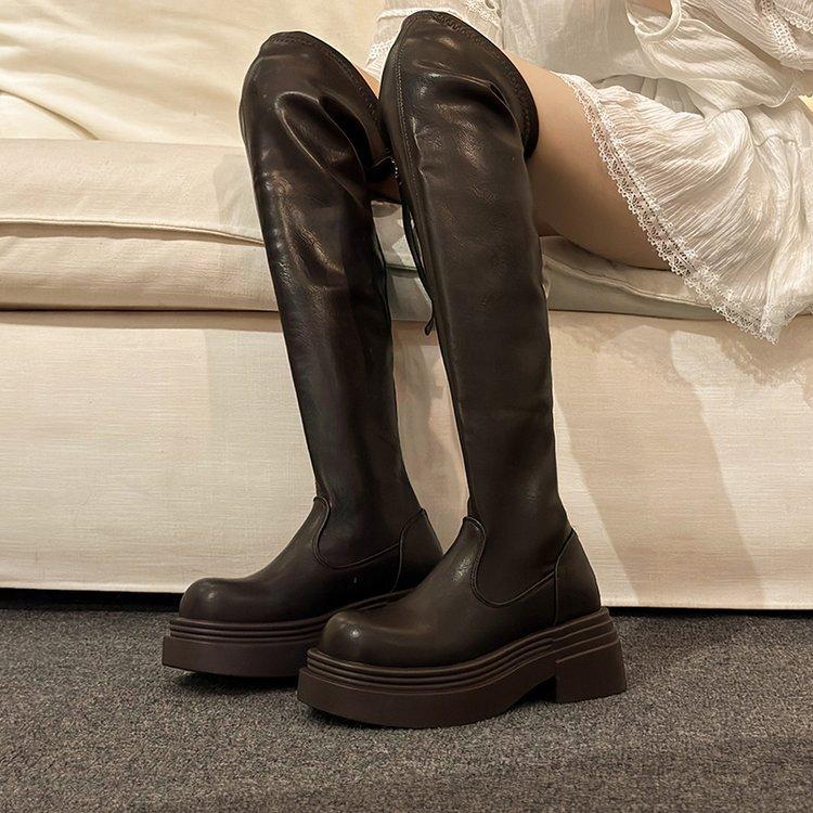 Over-knee boots women's thick-soled heightening women's boots 2025 new winter tall knight boots small boots women's tide