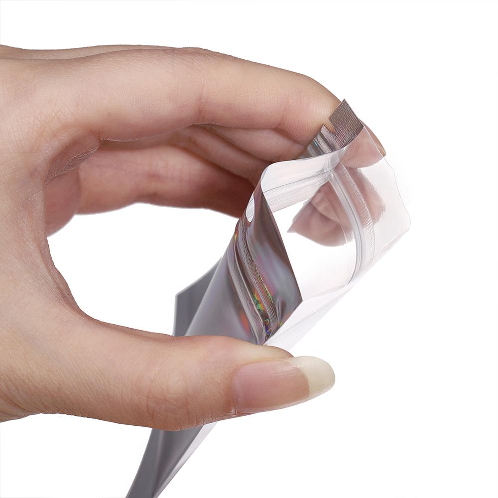 50pcs Self-Sealing Laser Small Plastic Bags for DIY Jewelry Pouch with Clear Display Window Jewelry Packaging Gift Storage Bag