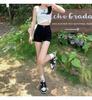 Summer 2024 Women's Black High-Waist Slim Denim Shorts, Korean Edition