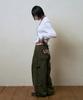 Lujeoseukeulleob Multi Cargo Pocket Wide Cotton Pants Khaki