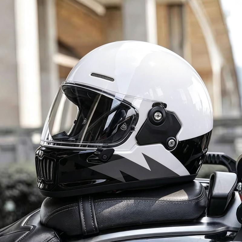 DOT Retro Full Face Motorcycle Helmet 3C Certified Small Shell Men Women Scooter Cruiser With Bluetooth
