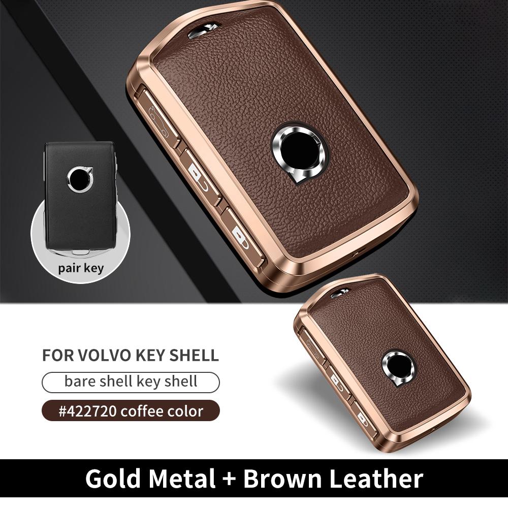Metal Leather Car Remote Key Case Cover Shell For Volvo XC60 XC40 XC90 S90 V60 S60 V90 2010-2022 Holder Protector Fob Keychain