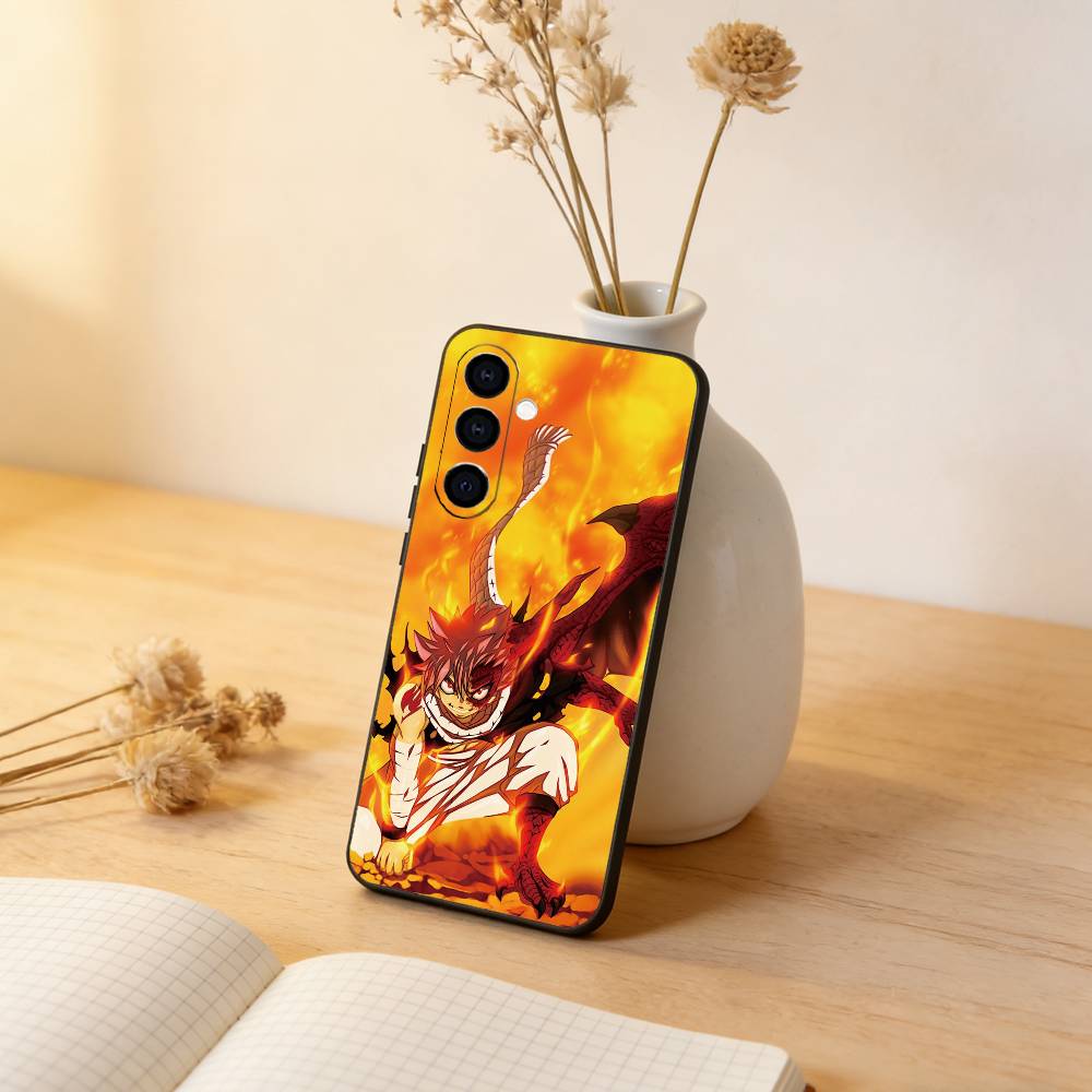 

Fairy Tail Natsu Dragneel Phone Case Black Silicone Soft For Samsung Galaxy A73,A72,A71,A70,A53,A52,A51 Samsung a32 5g