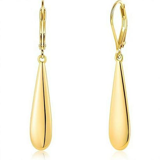 Messing-Ohrhänger mit Tropfenanhänger, 14K Gold plattiert, mit Modedesign