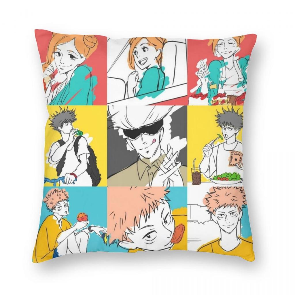 Jujutsu Kaisens Anime Povlak na polštář Tisk Polyesterový potah na polštář Dekorace JJk Manga Povlak na polštář Domácí čtvercový 40X40cm