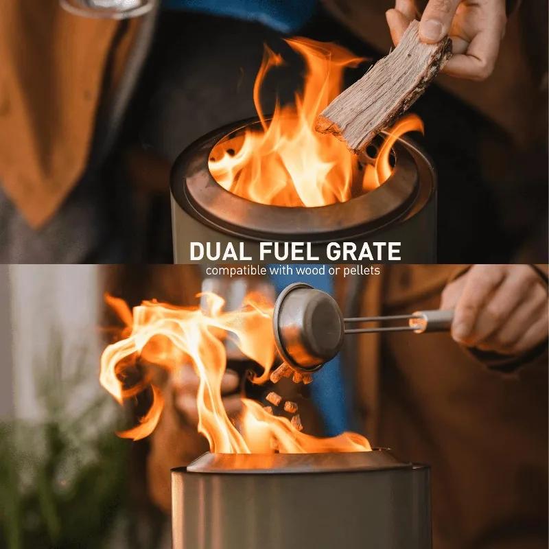 Split Portable Camping Wood Stove Stainless Steel Gas Firewood Burners Backpacking Furnace Windproof Wood Burning Stove Outdoor