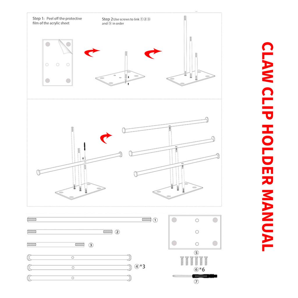 Stylish Acrylic Claw Clip Storage Stand 3 Tiers Transparent Rack for Displaying Hair Accessories Bedrooms Supplies