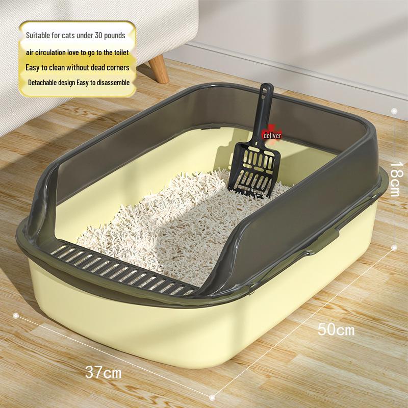 Extra Large Semi-Enclosed Anti-Splash Cat Litter Box - Double Layer Kitten Toilet Essentials