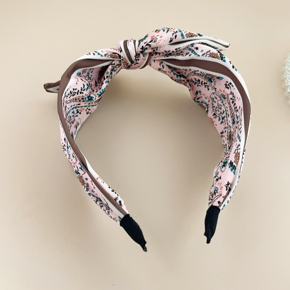 Retro Bohemian Bandanna Bow Rabbit Ear Headband for Women Floral Paisley Wide Hoop Turban Hair Band Hair Styling Accessories