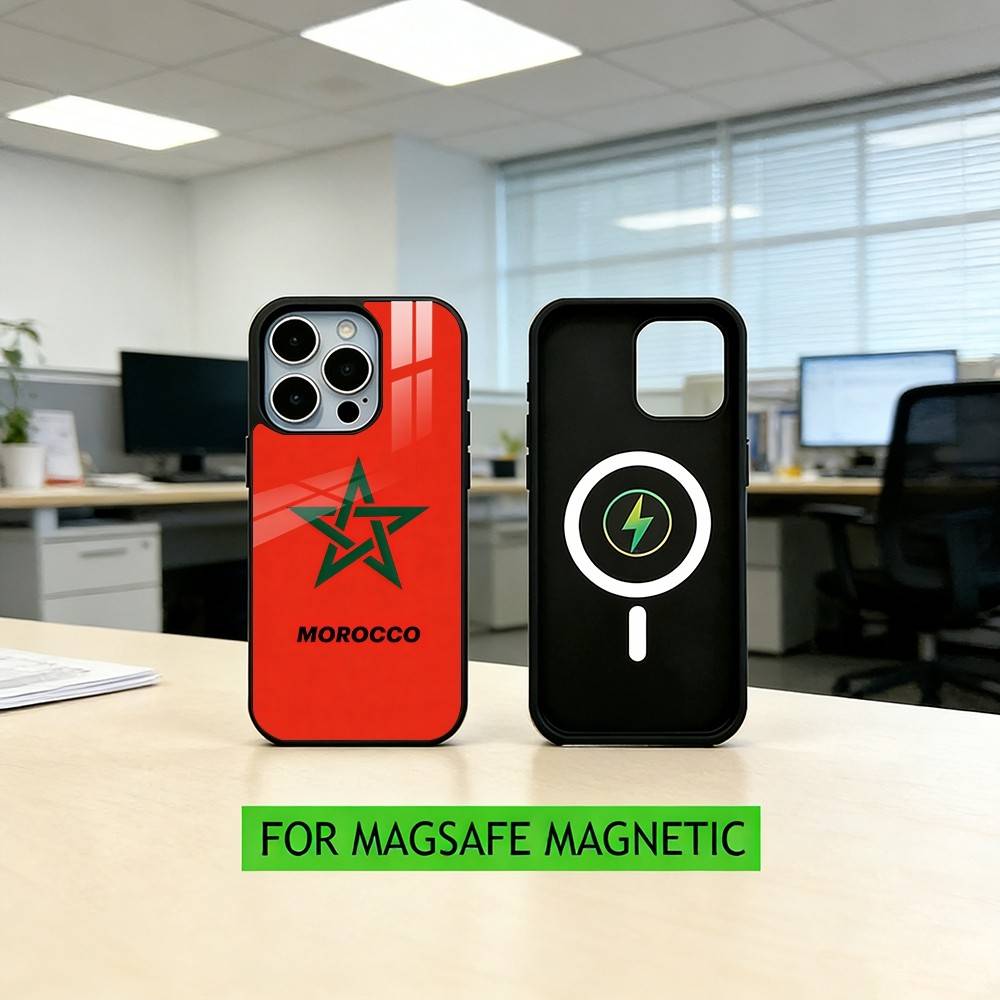 Morocco Flag Phone Case For iPhone17,16,15,14,13,12,11 Plus,Pro Magnetic For Magsafe Wireless Charging