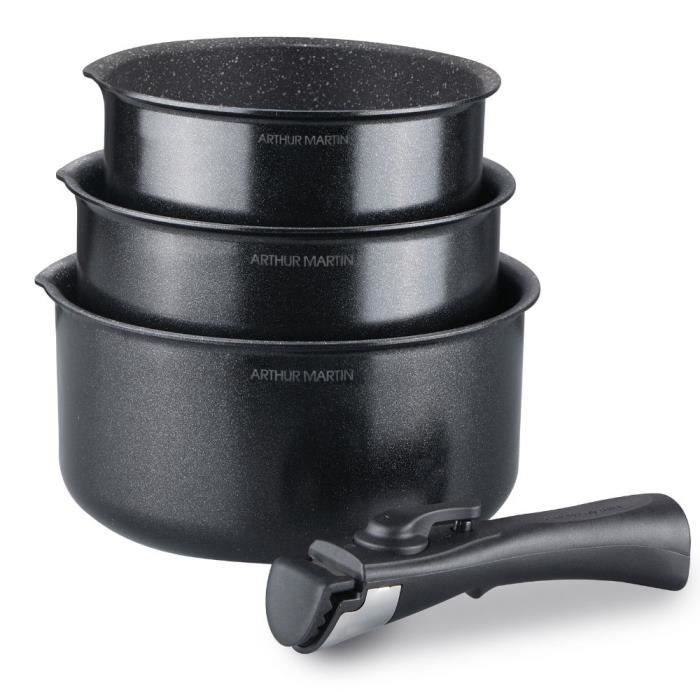 Set of Saucepans - Arthur Martin - AM120B - 3 Pieces - Removable Handle - Non-stick