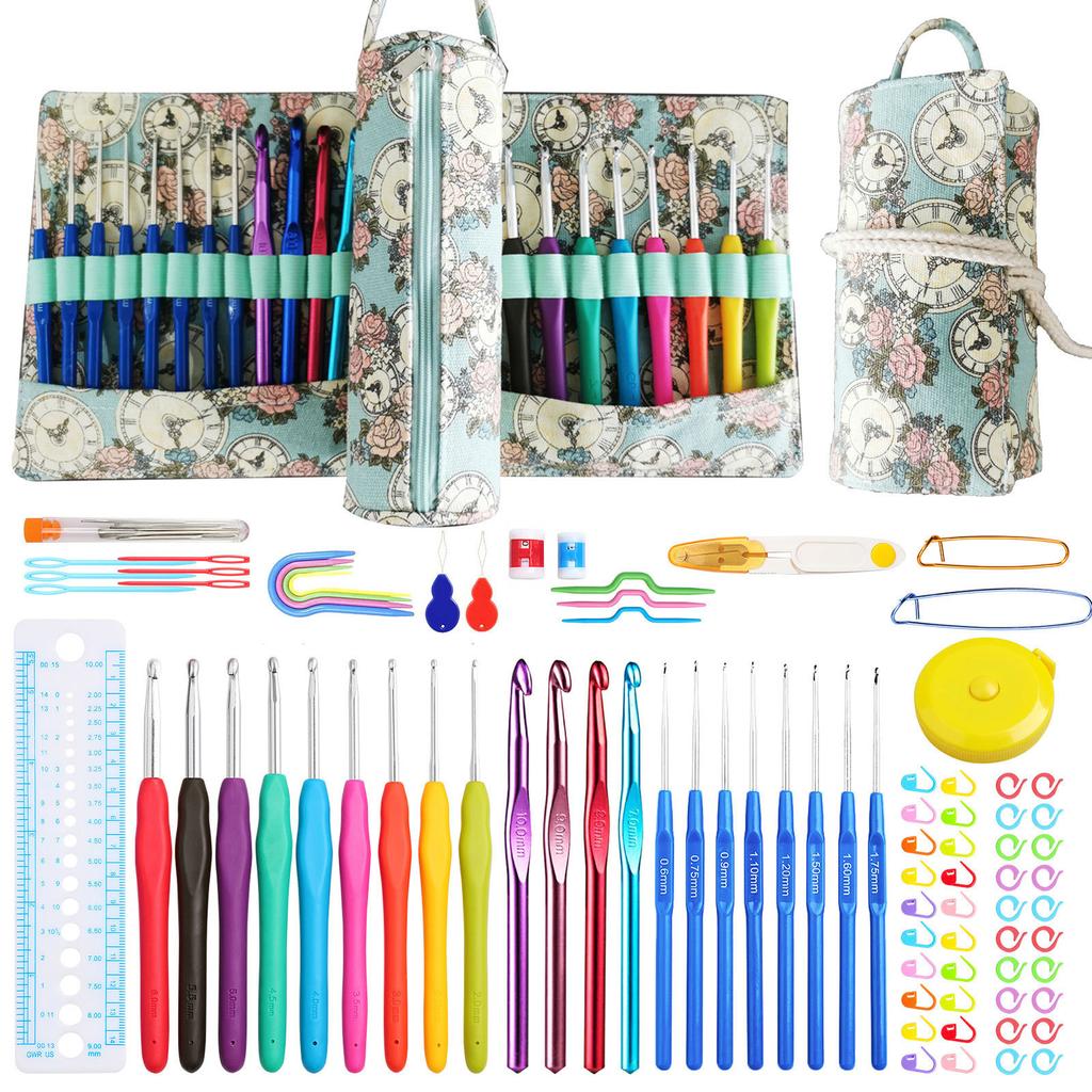 9Pcs Crochet Hook Set Colourful Crochet Hooks 3-12 Mm Hook Head for Beginners Ergonomic Plastic Knitting Needles Set