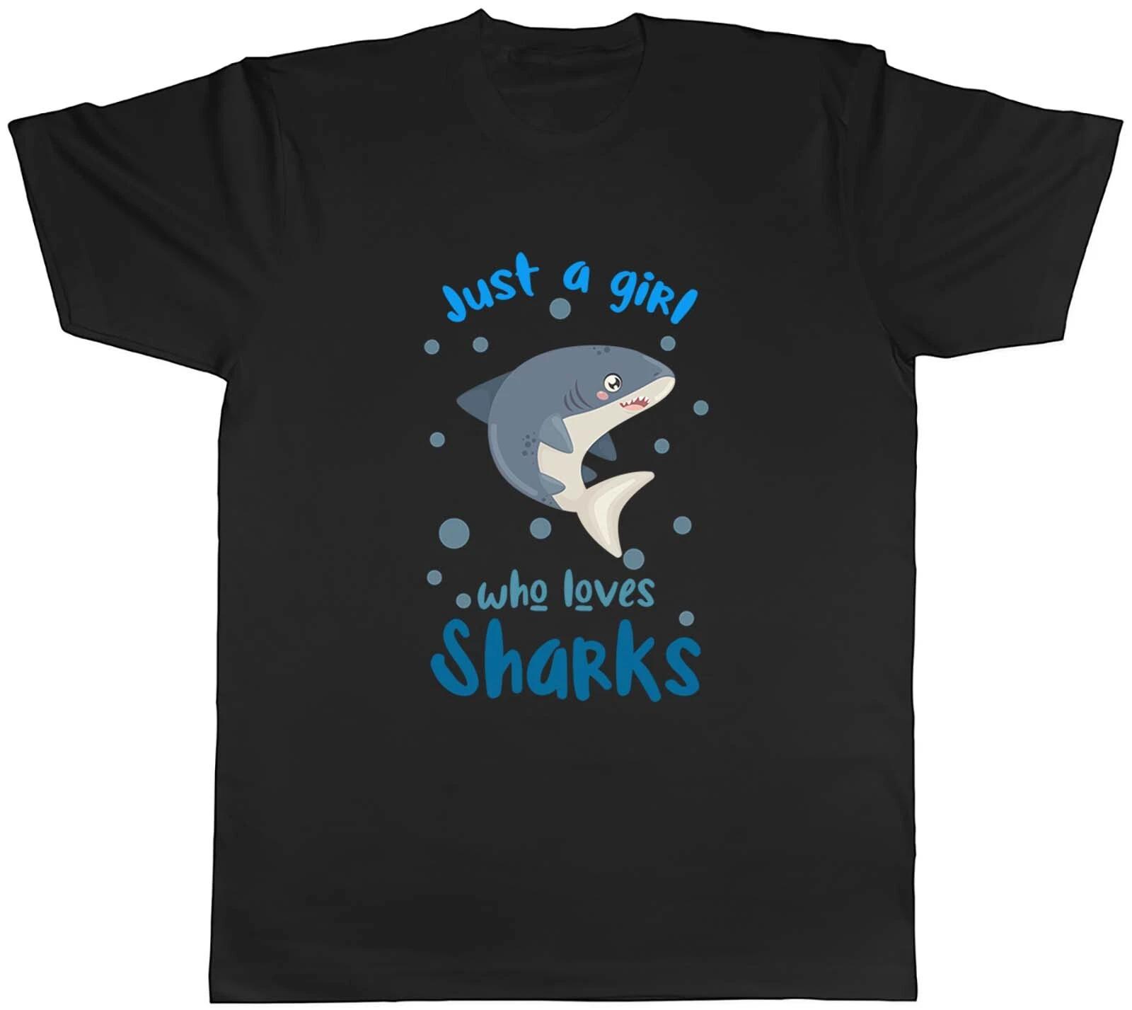 Girl Who Loves Sharks Mens T-Shirt Marine Sealife Beach Aquarium Unisex Tee Gift M