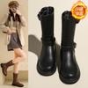 Designer Women Shoes  Autumn Winter New Platform Women's Boots Classic Round Toe Brown Boots British Ladies Mid-calf Boots