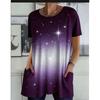 Damen Sommer T-Shirt mit kurzen Ärmeln, 3D-bedrucktes T-Shirt mit Tasche, Lässiges T-Shirt in Übergröße