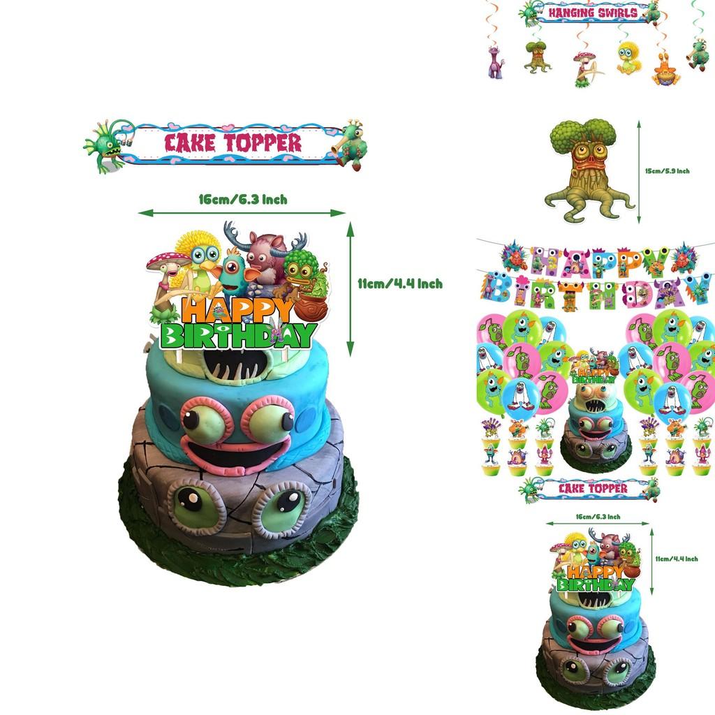 My Singing Monster Birthday Party Decorations Set Flag Balloons Cake Toppers And More