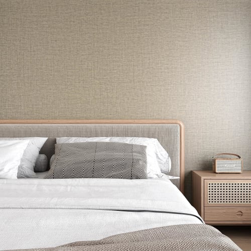 VEELIKE Wallpaper Stickers, Greige, Woven Fabric, Japanese Style, Rough Surface, 40cm Wide x 3m, Heat-Resistant, Waterproof, Peelable, Tabletop, Accen