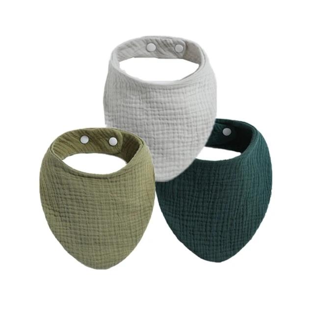 3 stuks Baby Voeding Kwijlslabbetjes Speekseldoek Driehoek Effen Kleur Sjaal Bandana Zacht Katoen Slab Verstelbare Drukknop Boertjesdoek
