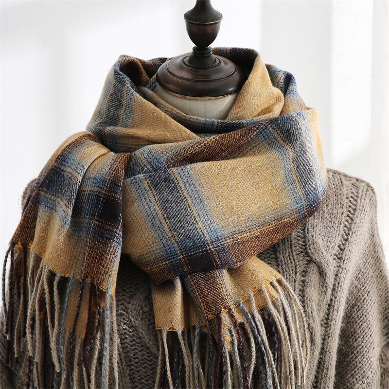 

Женский шарф, зимний теплый плед с кисточками