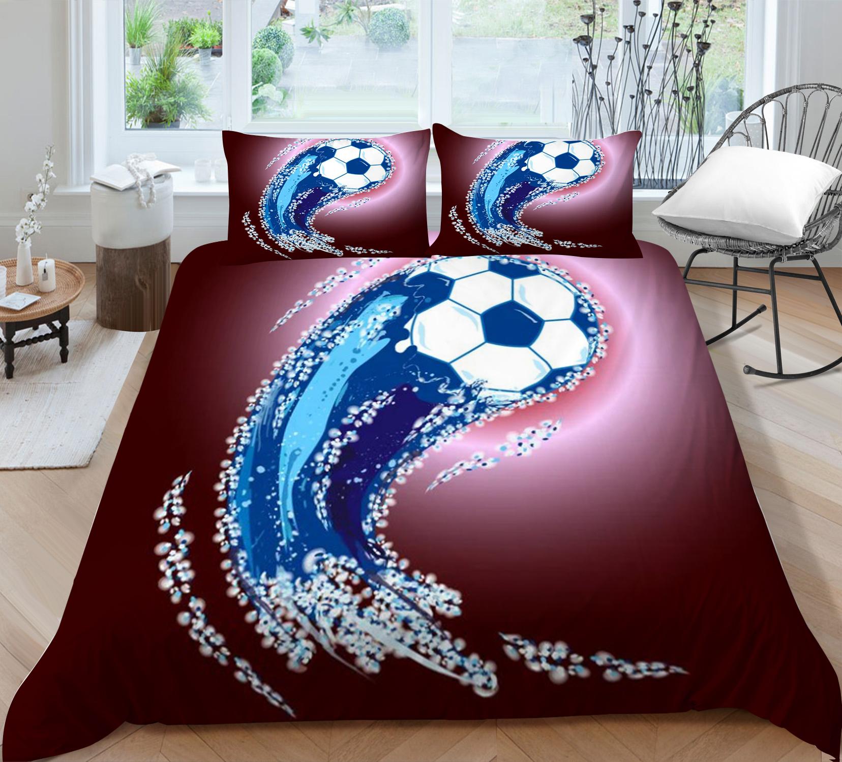 

Модное 3D футбольное постельное белье, пододеяльник, комплект постельного белья для дома, спальни, декор для кровати, мягкий, удобный, дышащий из микрофибры Single 135x200cm