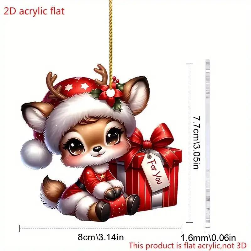 Pandantive Agățate Plate Acrilice 2D de Crăciun Moș Crăciun Elan Căprioară Ornamente Picătură Pom de Crăciun Decor Crăciun Fericit An Nou Fericit 2025