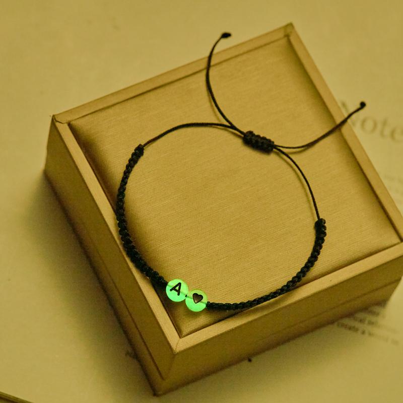 26 Letters Initial Heart Bracelets for Lovers A-Z Letter Luminous Personalized Name Braided Bangles Women Men Friendship Jewelry