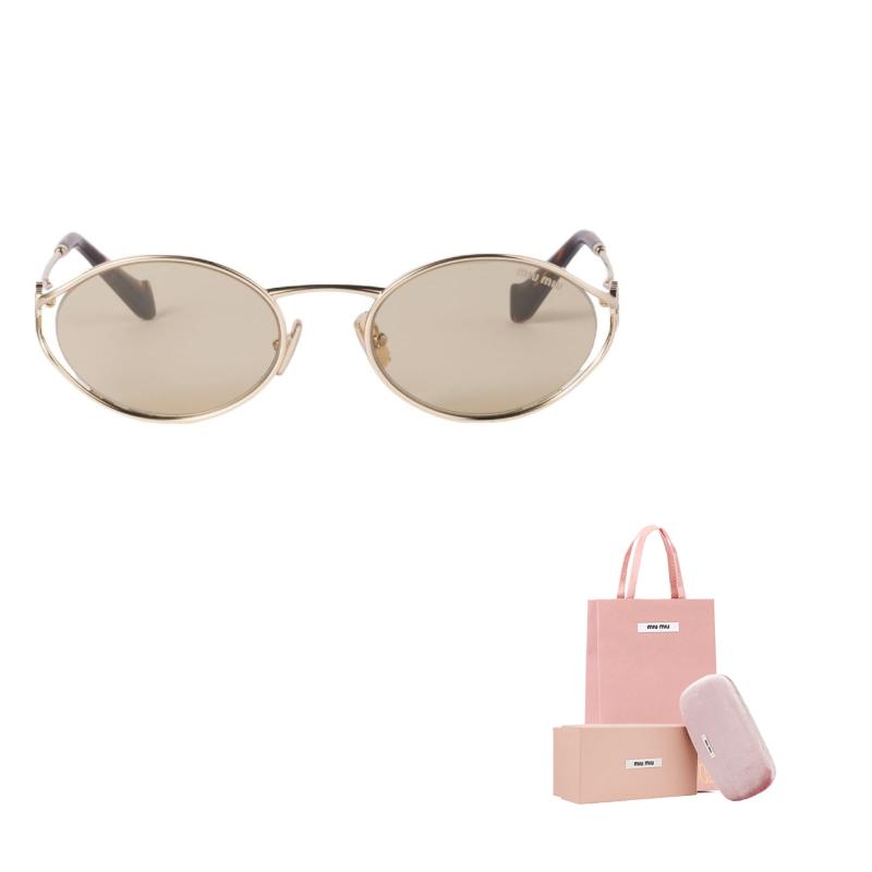 MIU MIU Oval Sunglasses With Logo Women Sunglasses Gold SMU52YEZVNC054-FE10R
