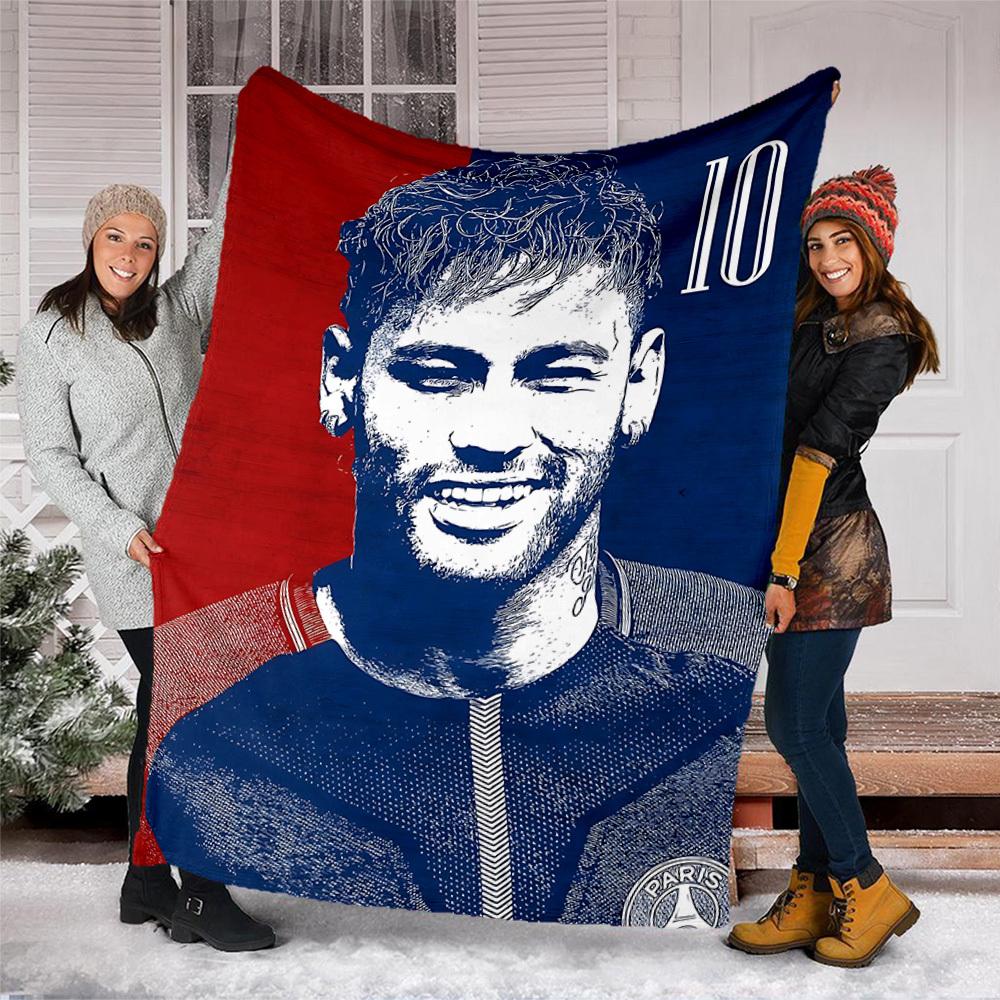 1pc Neymar Outdoor Flannel Blanket, Soft,