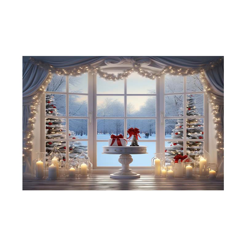 Indoor Window Sill Winter Snow Scene Children Shooting Background Cloth Background Wall Decoration Photo Cloth