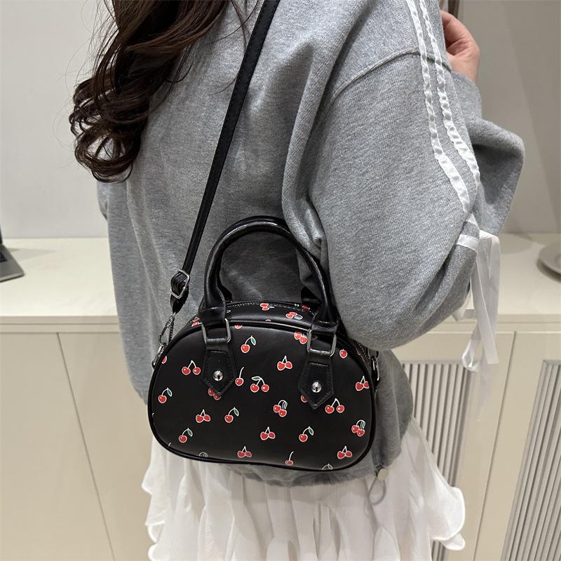 2025 New Printed Cherry Women's Tote Bag Shoulder Messenger Bag Women's Casual Large-capacity Handbag Mommy Bag