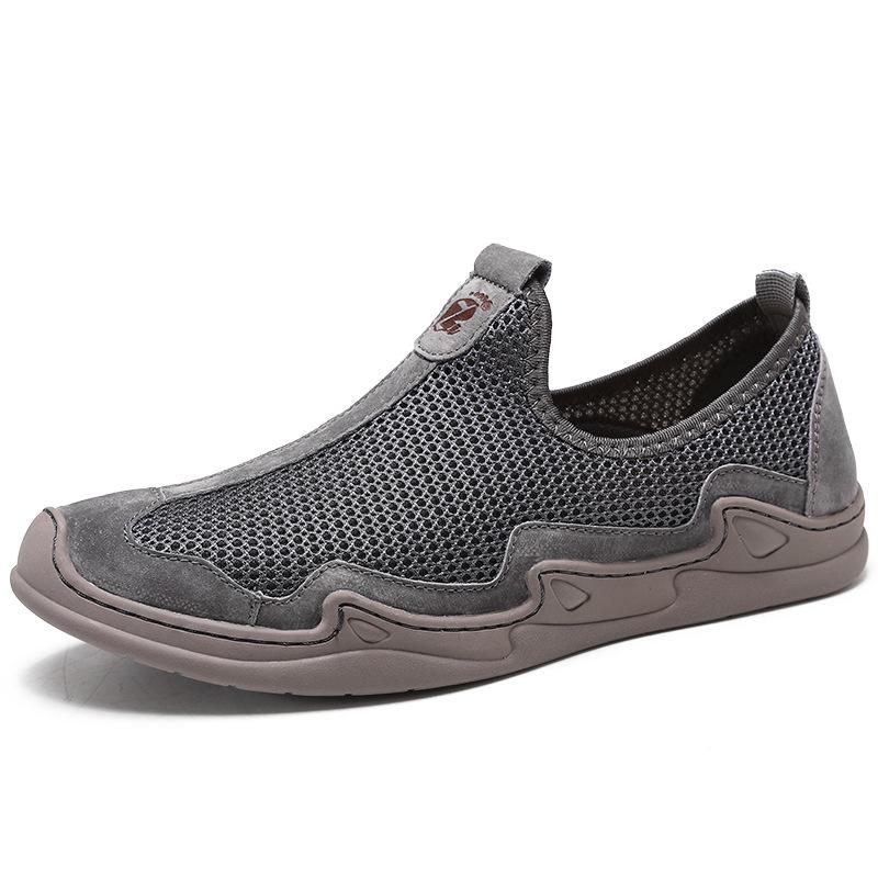 

Мужские кожаные летние дышащие полые кроссовки для отдыха с сетчатой поверхностью Мужские кроссовки с большой сеткой и дышащей сеткой 44 серый