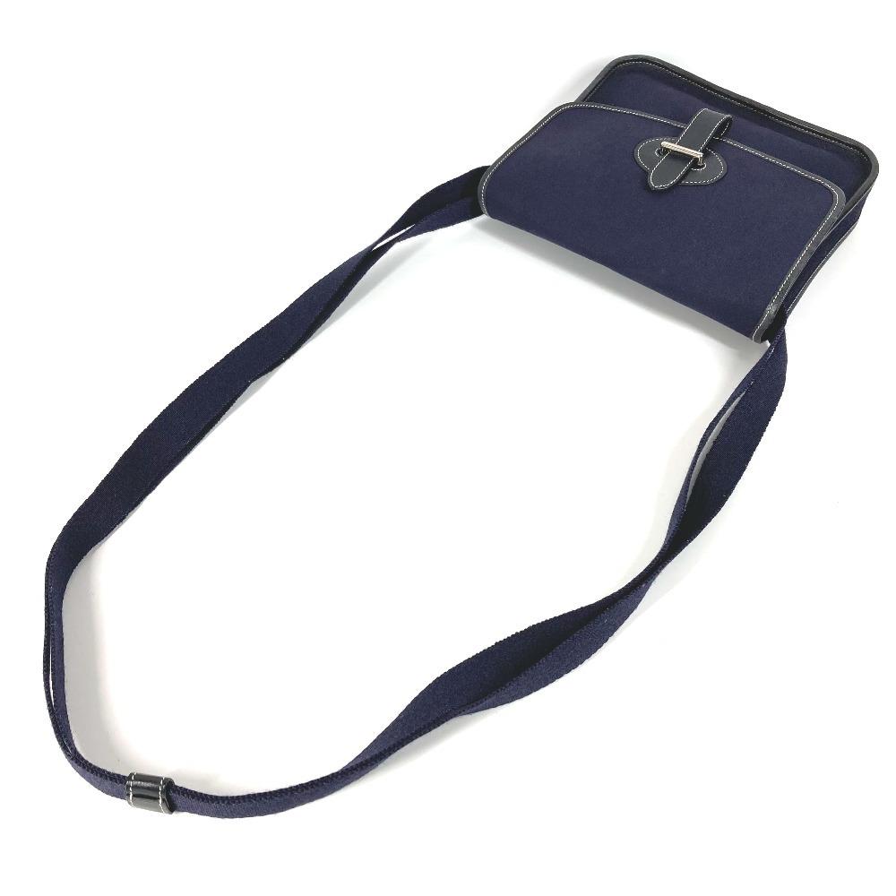 HERMES Buenaventura PM Crossbody bag flap Shoulder Bag Leather/Canvas Navy