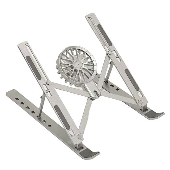 Aluminum Alloy Laptop Stand with Heat Dissipation Fan Portable Folding Lightweight Heavy Duty Metal Desktop Tablet Computer Riser Holder