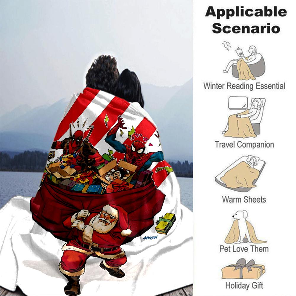 Superheroes Santa Gift Delivery Blanket Soft Throw Blanket For Home Bedroom Bed Sofa Travel Office Solid Christmas Blanket