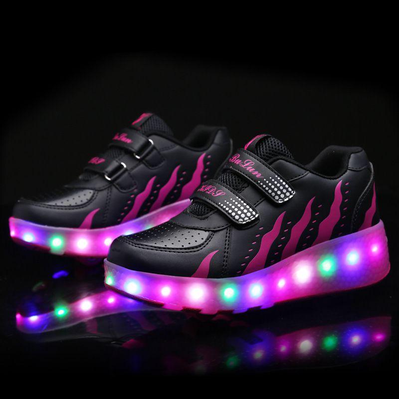 Classic Appeal Led Sneakers For Kids Light Up Roller Skate Shoes And 2 Wheels Unisex